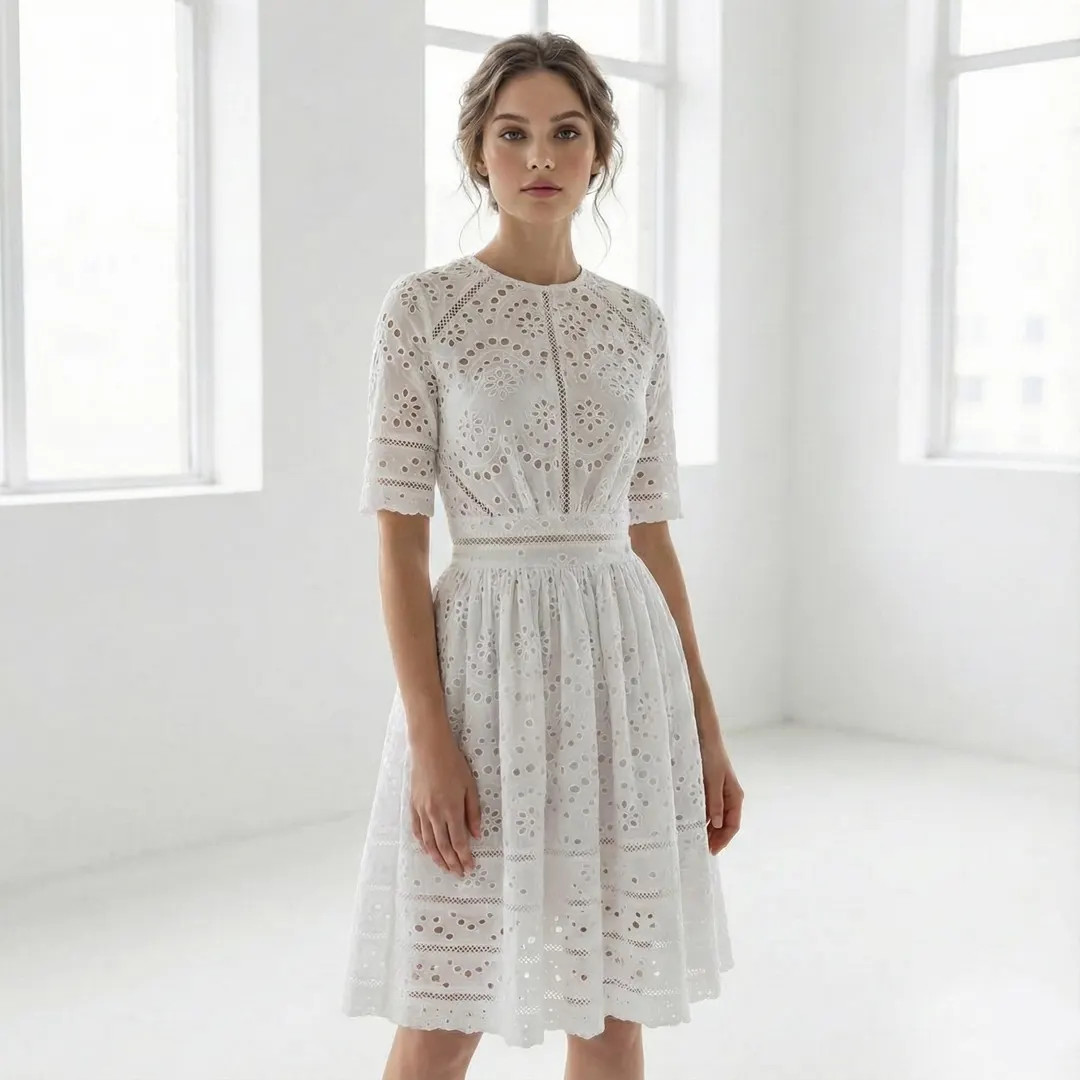 Casual summer wedding dress/ short lace dress/ Kate Middleton inspired dress/ White Broderie Angl... | Etsy (US)