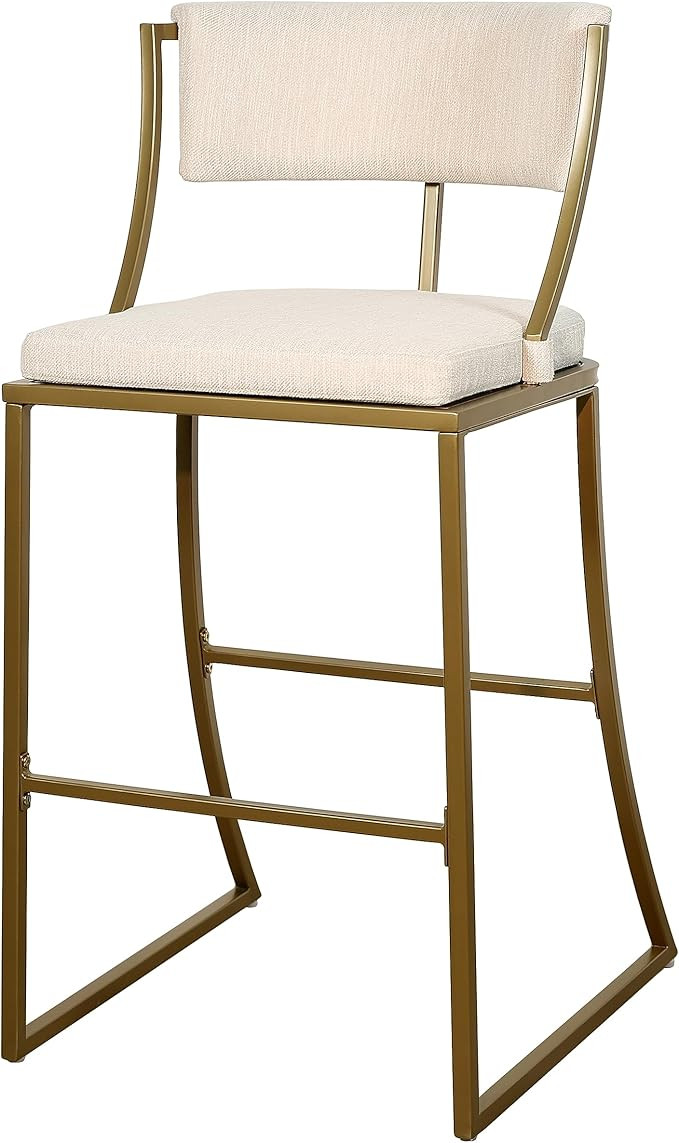 New Ridge Home Goods Mina 30in. Bar-Height Metal Bar Stool with Back- Antique Brass | Amazon (US)