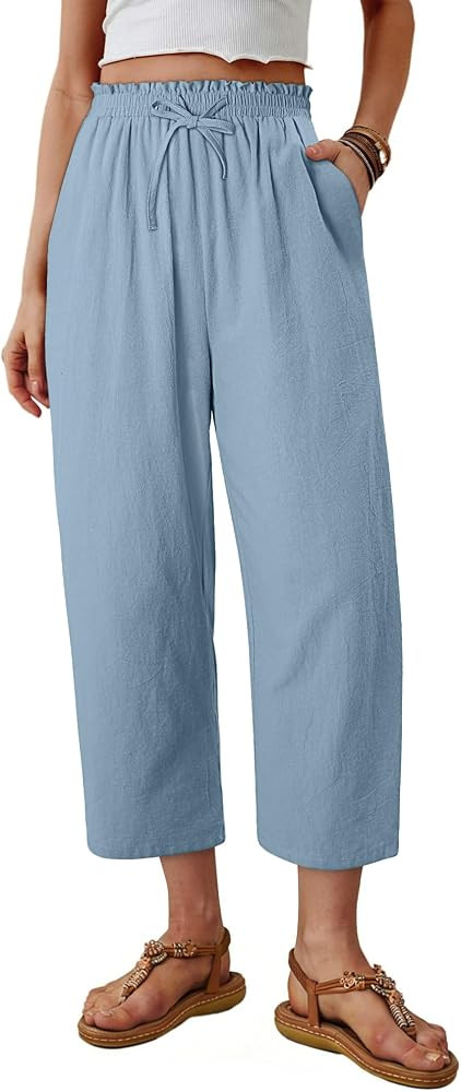 Magritta Women's Cropped Lounge Pants Lightweight Elastic Waist Pant with Pockets Summer Casual L... | Amazon (US)