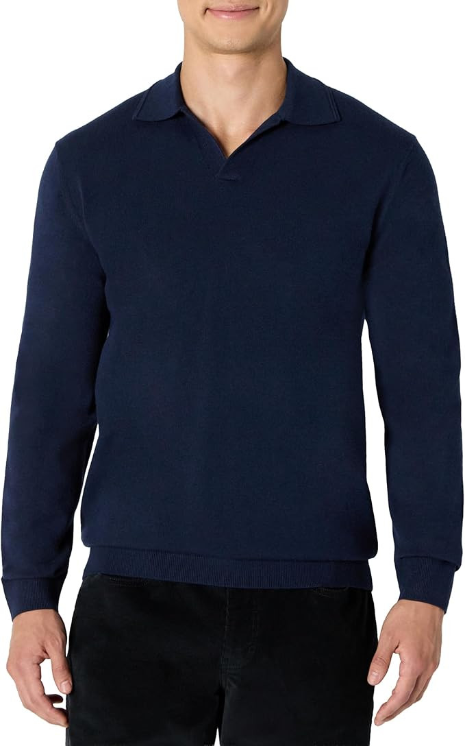 Amazon Essentials Mens Long Sleeve Regular Fit Knit Polo Sweater | Amazon (US)