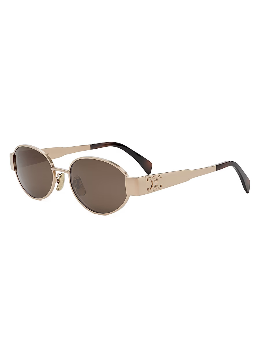 Women's Metal Triomphe 54MM Oval Sunglasses - Shiny Rose Gold Brown | Saks Fifth Avenue