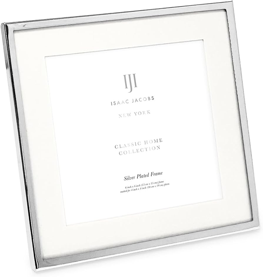 Isaac Jacobs 6x6 (Matted 4x4) Silver Metal Picture Frame, Classic Metal Photo Frame Made For Tabl... | Amazon (US)