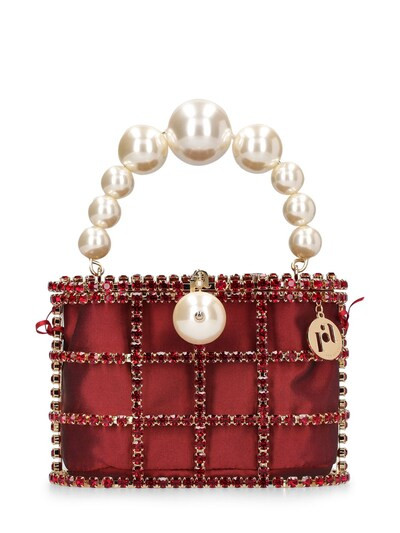 Rosantica - Holli crystal & pearl box top handle bag - Red Crystals | Luisaviaroma | Luisaviaroma