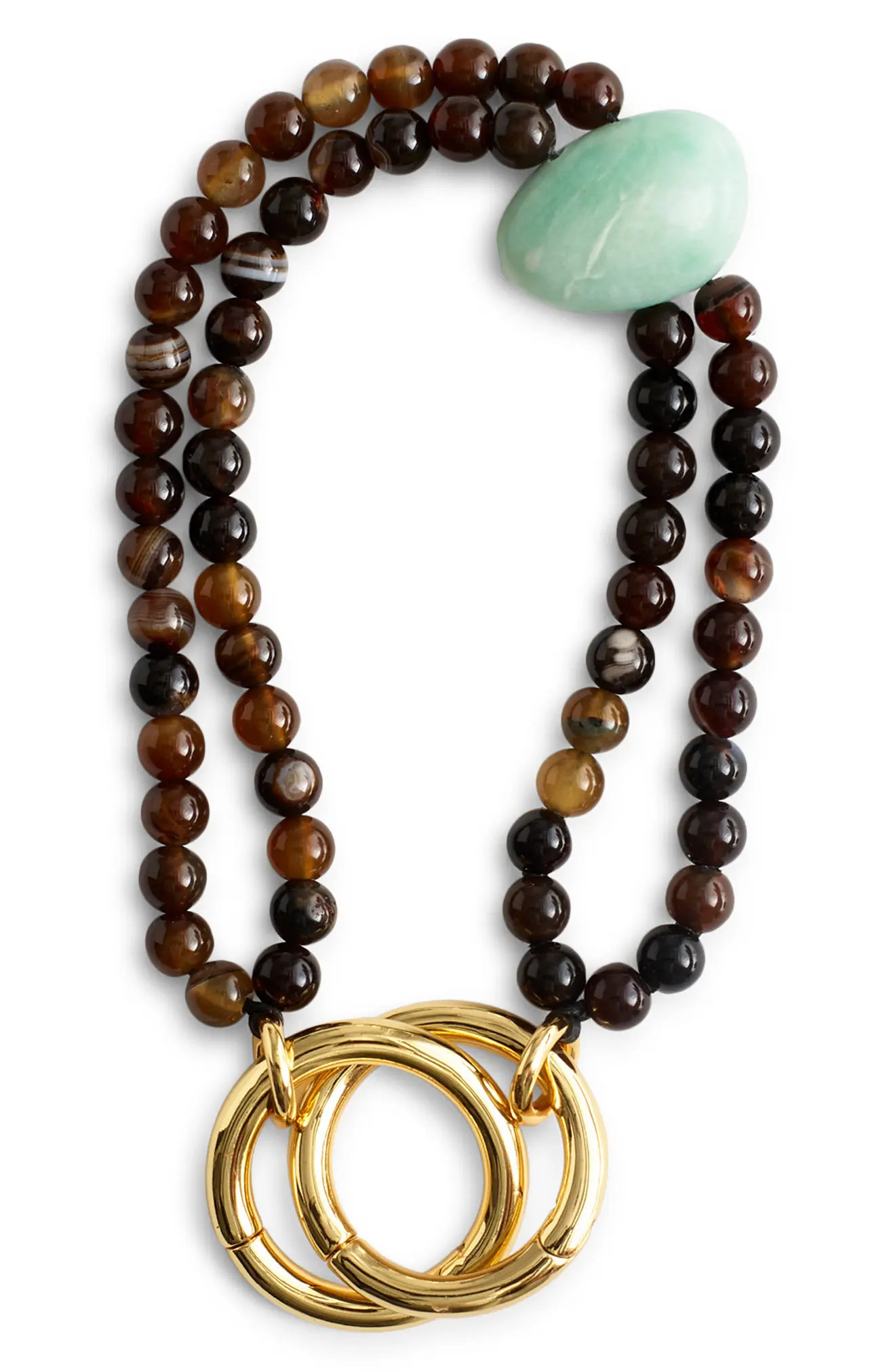 Madewell Double Strand Beaded Bag Charm in Brown/Teal/Antique Gold at Nordstrom | Nordstrom
