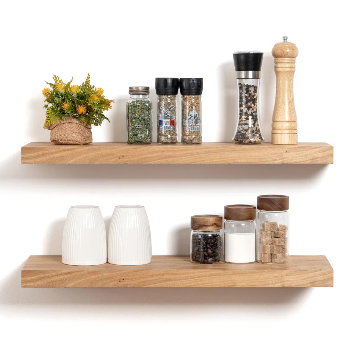 Millwood Pines Desseray Set of 2 Reclaimed Elm Floating Shelves & Reviews | Wayfair | Wayfair North America