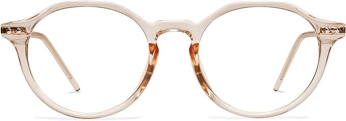 SOJOS Polygon Round Blue Light Blocking Glasses for Men Women TR90 Eyewear Frame MOCHA SJ5093 | Amazon (US)