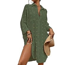 Bsubseach Women Beach Shirt Bathing Suit Cover Up Button Down Dresses Swiss Dot Swimsuit Blouse T... | Amazon (CA)