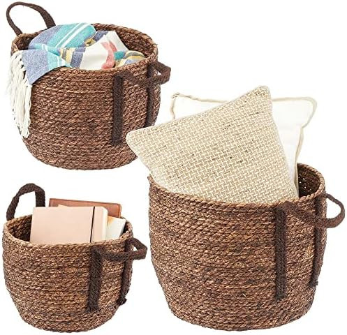 mDesign Round Woven Braided Rope Seagrass Home Storage Baskets, Jute Handles - for Organizing Clo... | Amazon (CA)