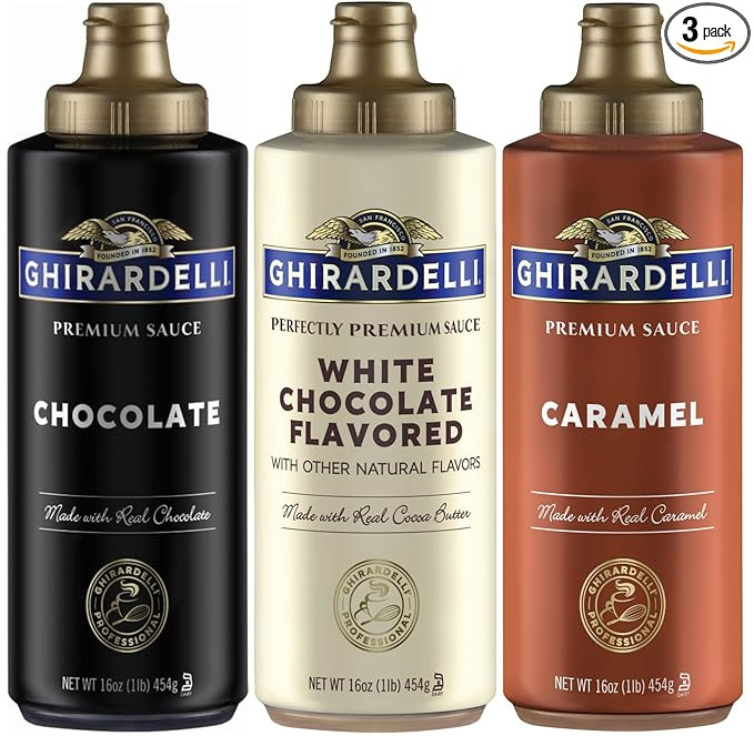 Ghirardelli Squeeze Bottles - Caramel, Chocolate & White Chocolate - Set of 3 | Amazon (US)
