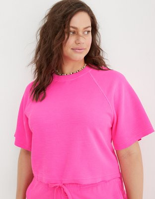 Aerie Lightweight Ribbed Short Sleeve Sweatshirt | Aerie