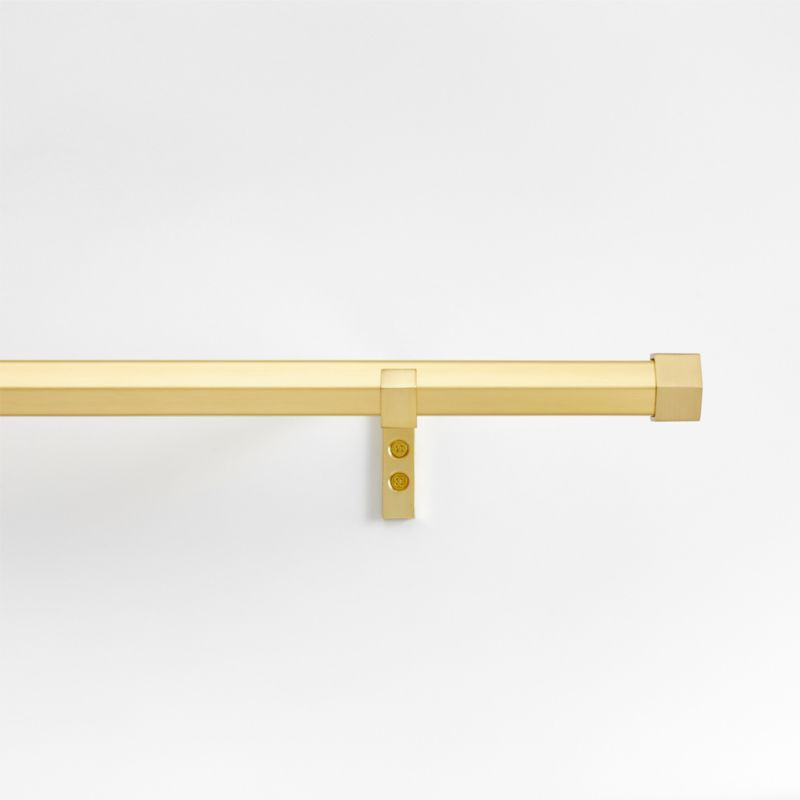 Brass 1" Hexagonal Curtain Rod and End Cap Finials Set 88"-120" + Reviews | Crate & Barrel | Crate & Barrel