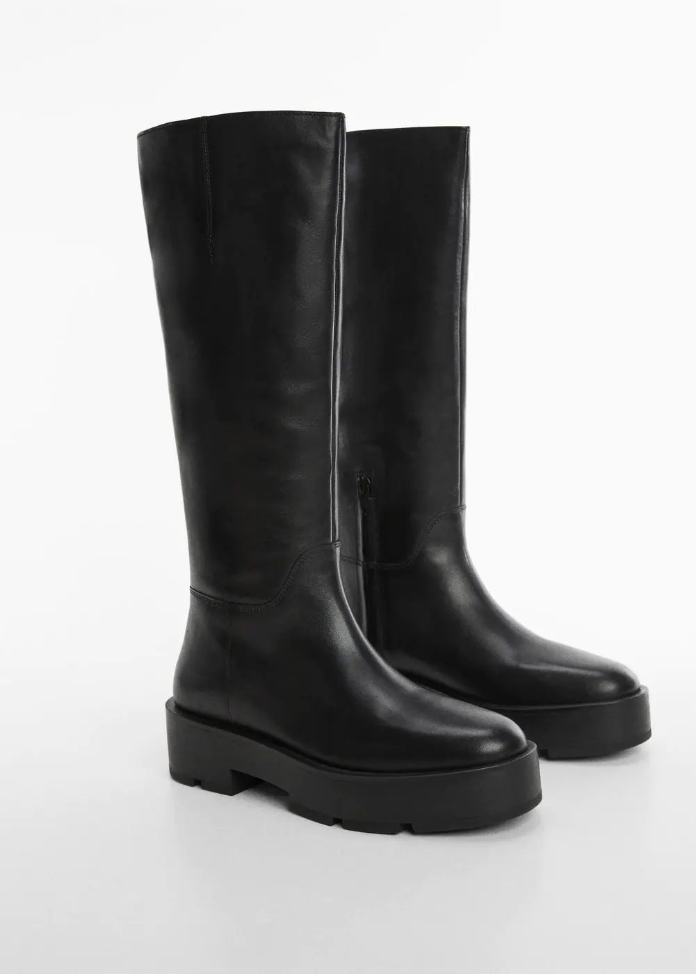 High leather platform boot -  Women | Mango USA | MANGO (US)