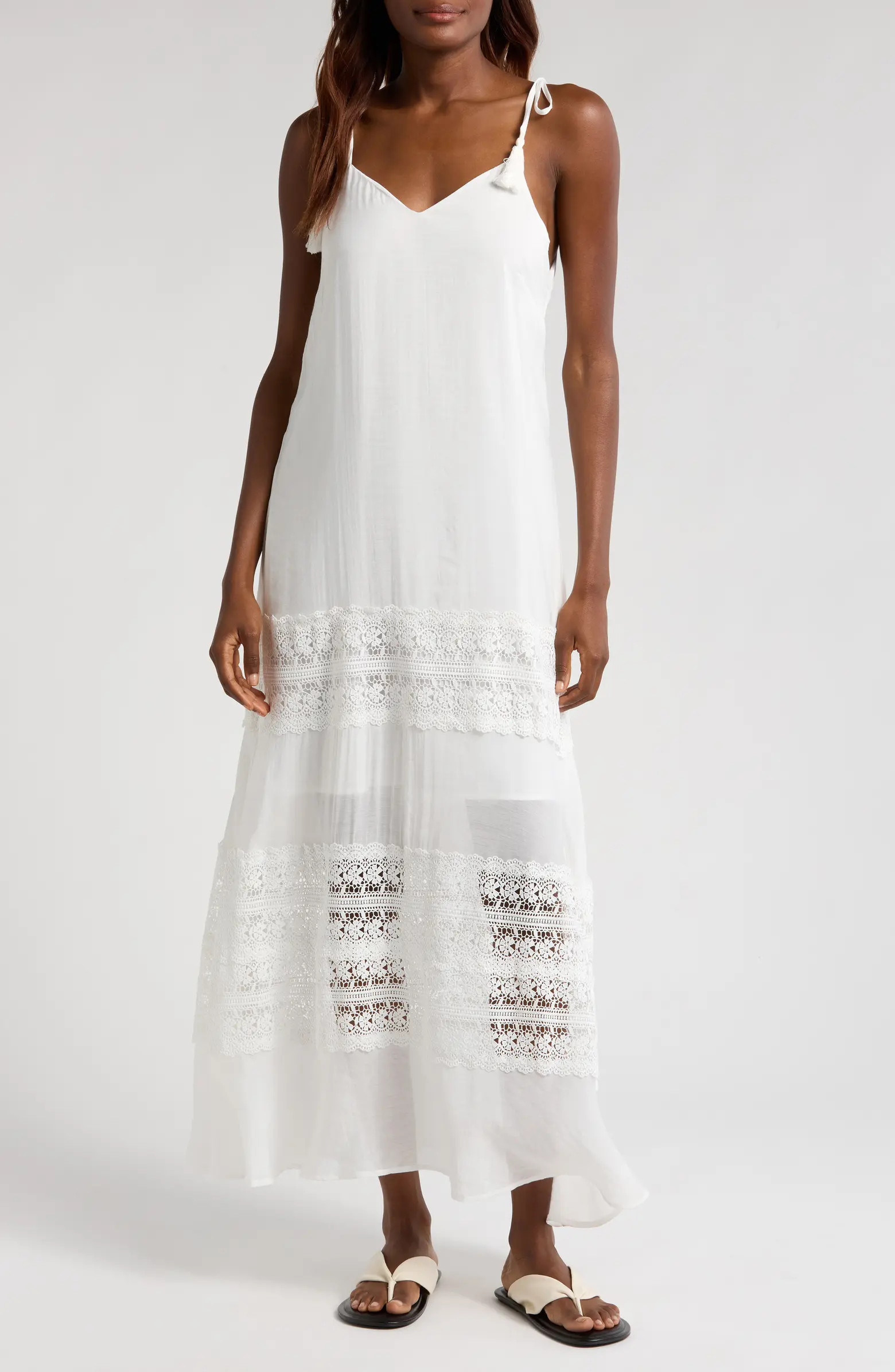 Lace Tie Strap Cover-Up Maxi Dress | Nordstrom
