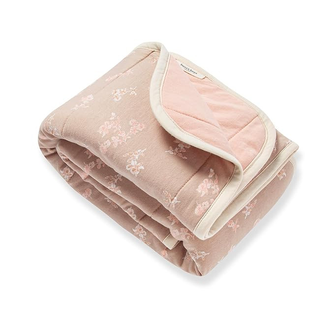 Amazon.com: Burt's Bees Baby Reversible Blanket, Nursery, Stroller & Tummy-Time Organic Jersey Co... | Amazon (US)