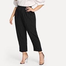 Plus Vertical Stripe Elastic Waist Pants | SHEIN