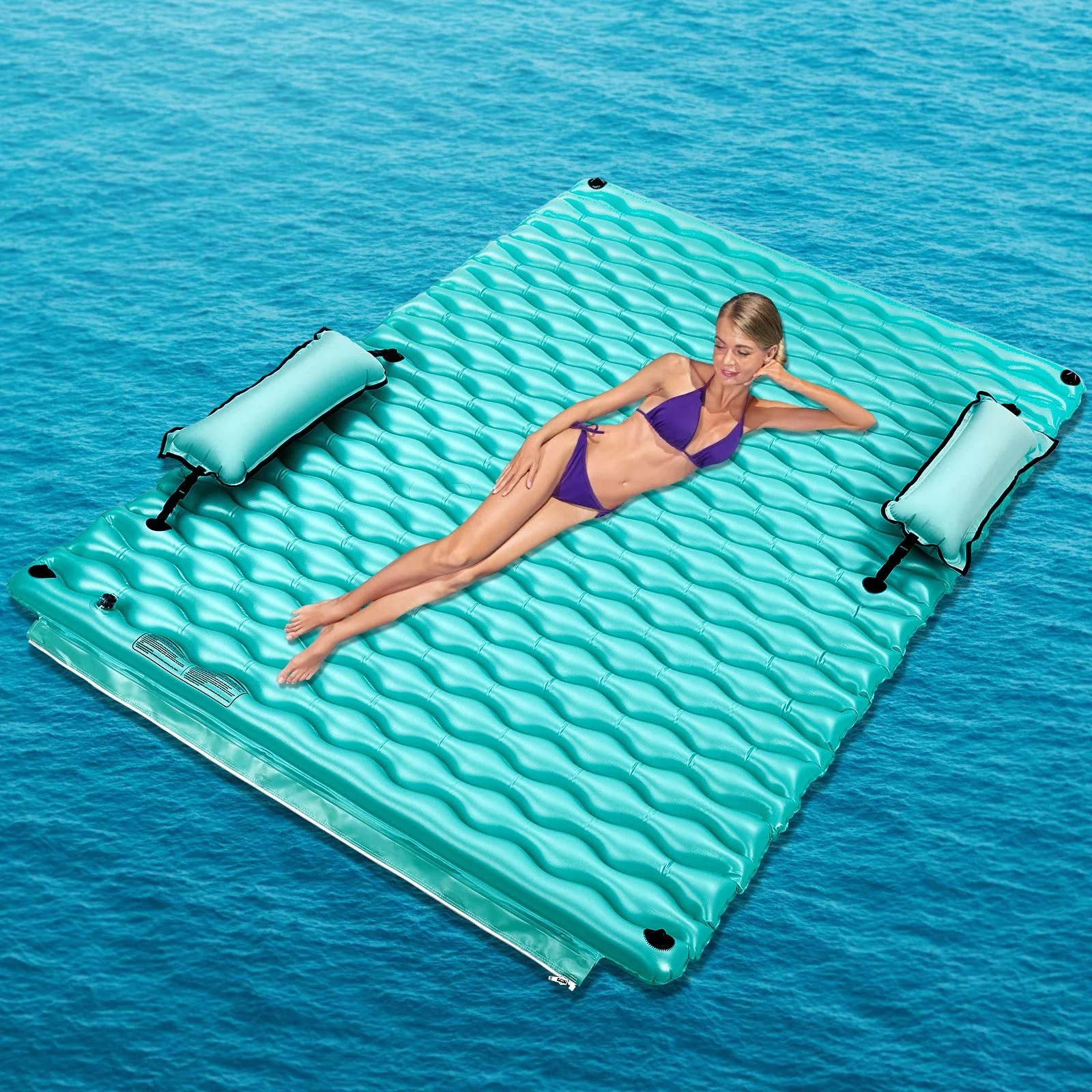 Giant Inflatable Floating Mat with Pillows, 114'' x 72'', Floats for Swimming Lake Pool Boating B... | Walmart (US)