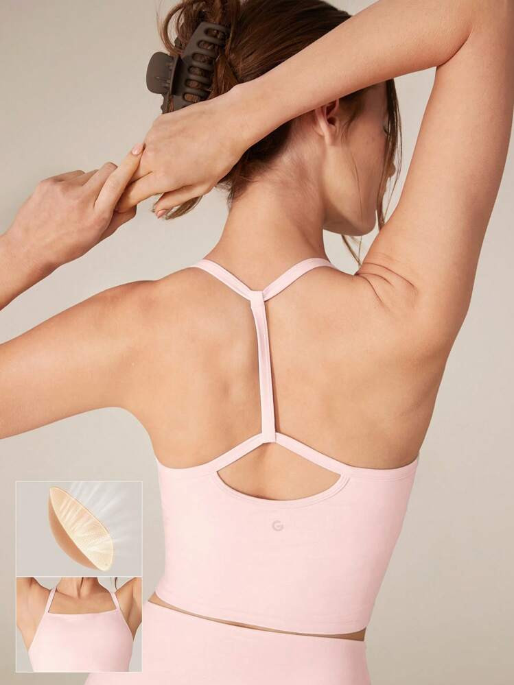 GLOWMODE FeatherFit™ T-Neck Racerback Tank Top Light Support Low Impact Yoga Studio  Spring Summer | SHEIN