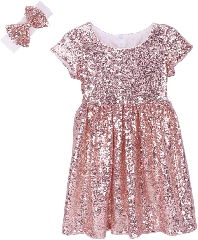 Cilucu Flower Girl Dress Baby Toddlers Sequin Dress Kids Party Dress Bridesmaid Wedding Gown | Amazon (US)