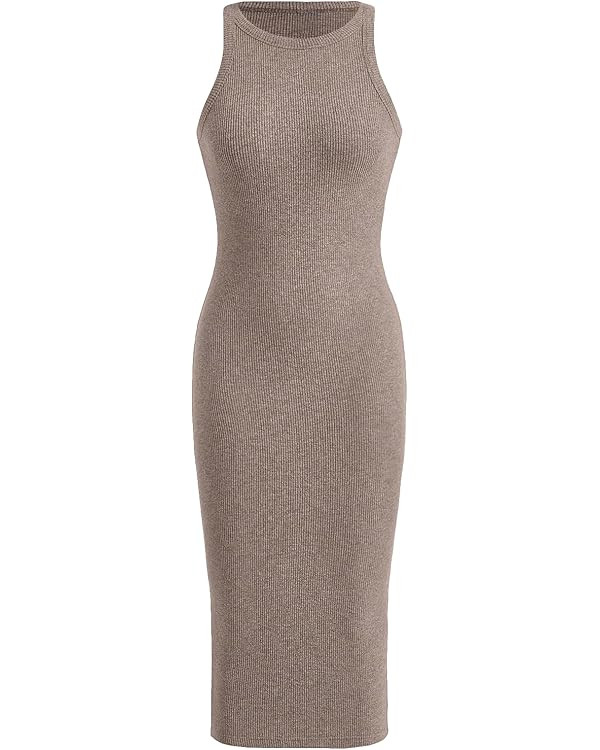 Verdusa Women's Basic Ribbed Knit Sleeveless Midi Tank Dress Crewneck Knit Bodycon Dress | Amazon (US)