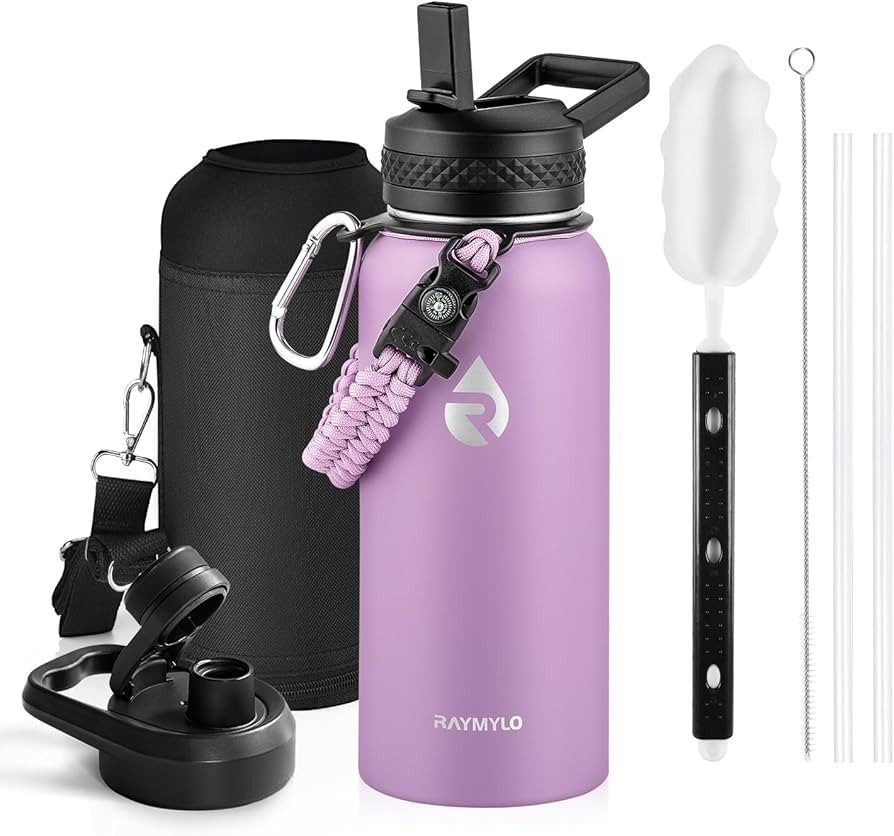RAYMYLO Insulated Water Bottle 32 oz, Triple Wall Vacuum Stainless Steel (Cold for 24Hrs, Hot for... | Amazon (US)