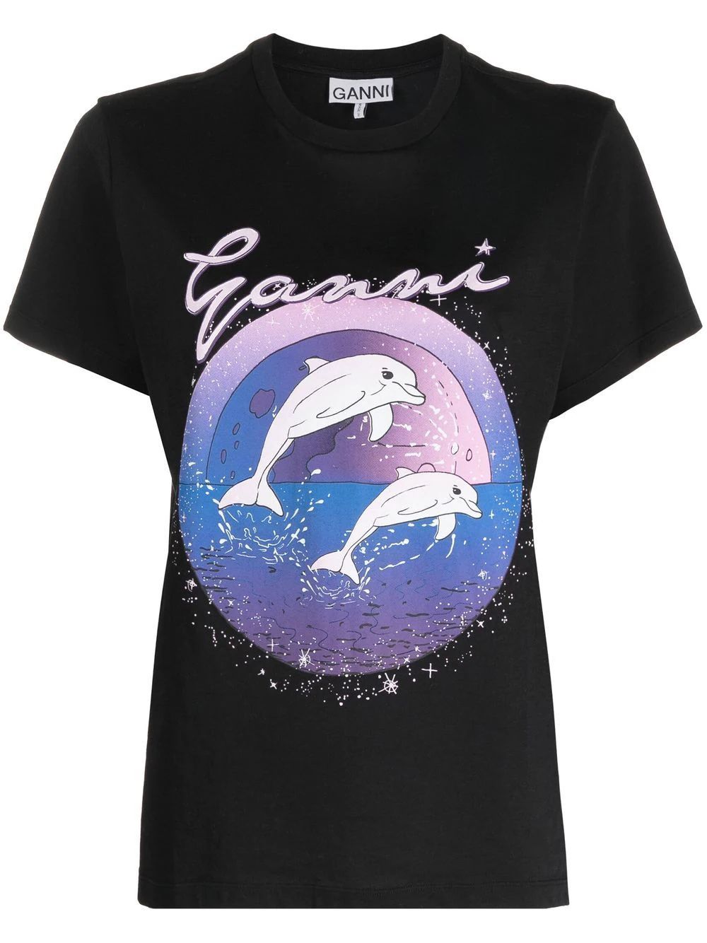 GANNI dolphins-print T-shirt - Farfetch | Farfetch Global