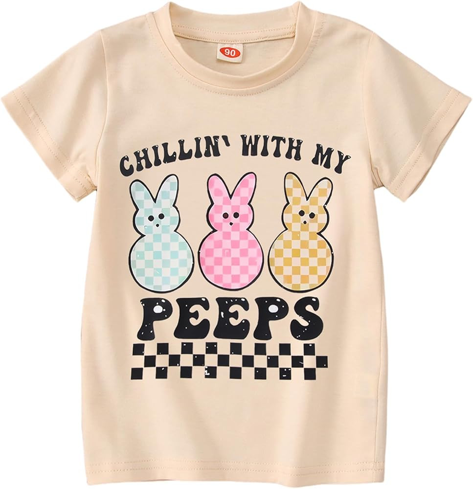 BOUTIKOME Toddler Boys Girls Easter Shirts Baby Bunny T-Shirt Kids Short Sleeve Tees Chillin’ w... | Amazon (US)