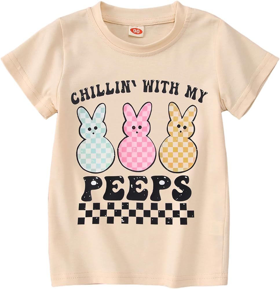 BOUTIKOME Toddler Boys Girls Easter Shirts Baby Bunny T-Shirt Kids Short Sleeve Tees Chillin’ w... | Amazon (US)