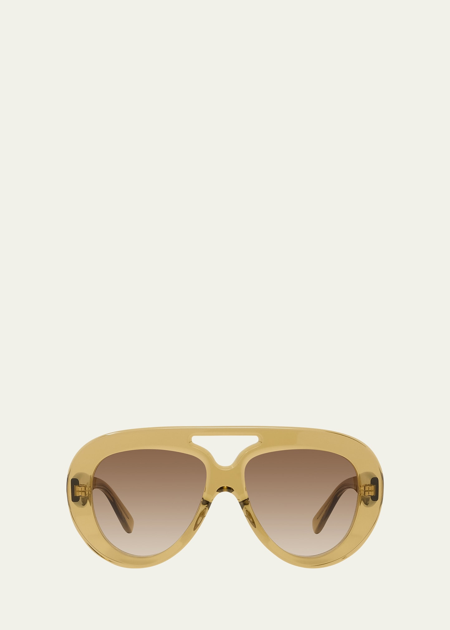 Loewe Curvy Logo-Print Acetate Aviator Sunglasses | Bergdorf Goodman