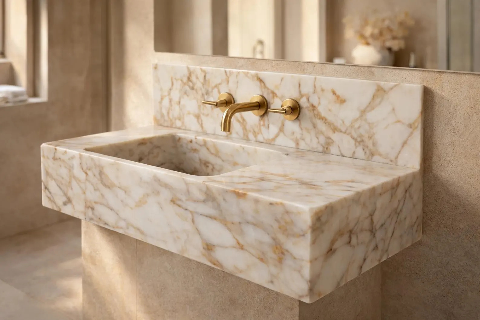 Calacatta Gold  Wall Mounted/Floating - Wall Mounted Luxury Stone Basin - Custom Size Floating Ba... | Etsy (Global)