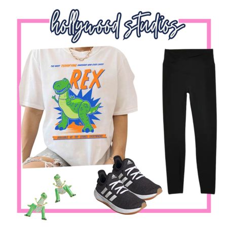 Everyone’s favorite dinosaur.. Rex!! 💚 how cute are these bauble bar earrings?! Perfect outfit for Hollywood Studios 

Disney world, leggings, Etsy tee, adidas sneakers, travel, spring break

#LTKfamily #LTKstyletip #LTKtravel