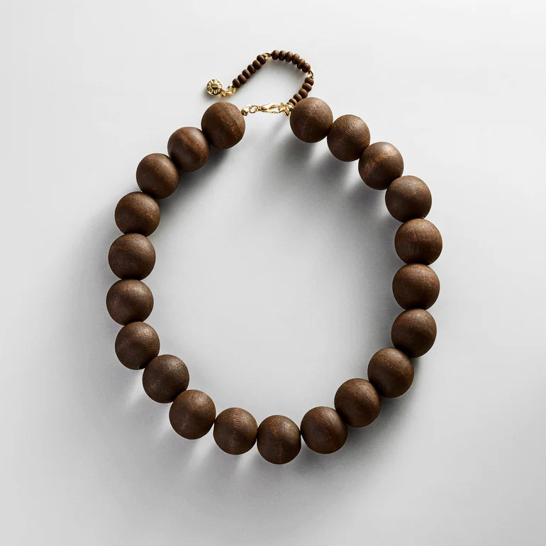 Jane Beaded Necklace - Wood | BaubleBar