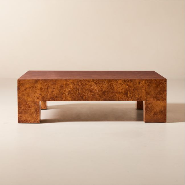 Scatola 48"" Square Brown Burl Wood Coffee Table | CB2