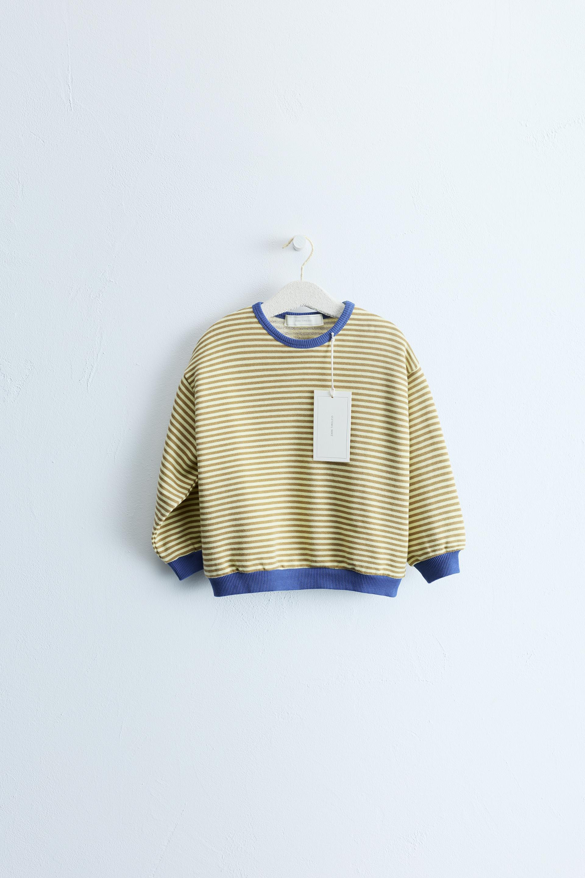 Zara - Zara Timeless - Striped Print Sweatshirt - Blue - 3 Years (38,6 Inches) - Kids | Zara US