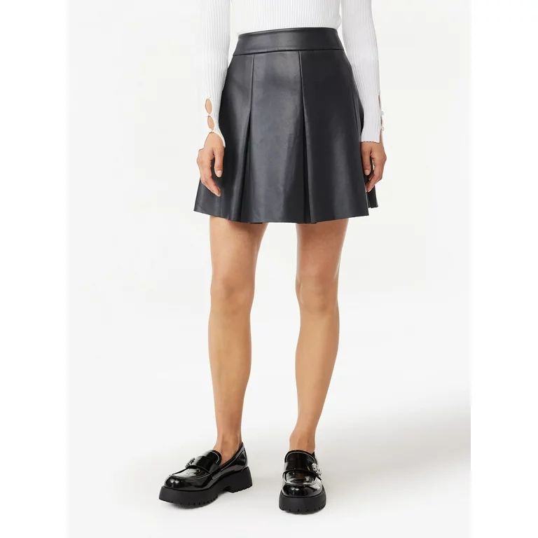 Scoop Women's Faux Leather Pleated Mini Skirt, Sizes XS-XXL | Walmart (US)