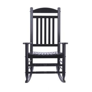 Black Wooden Outdoor Rocking Chair | The Home Depot