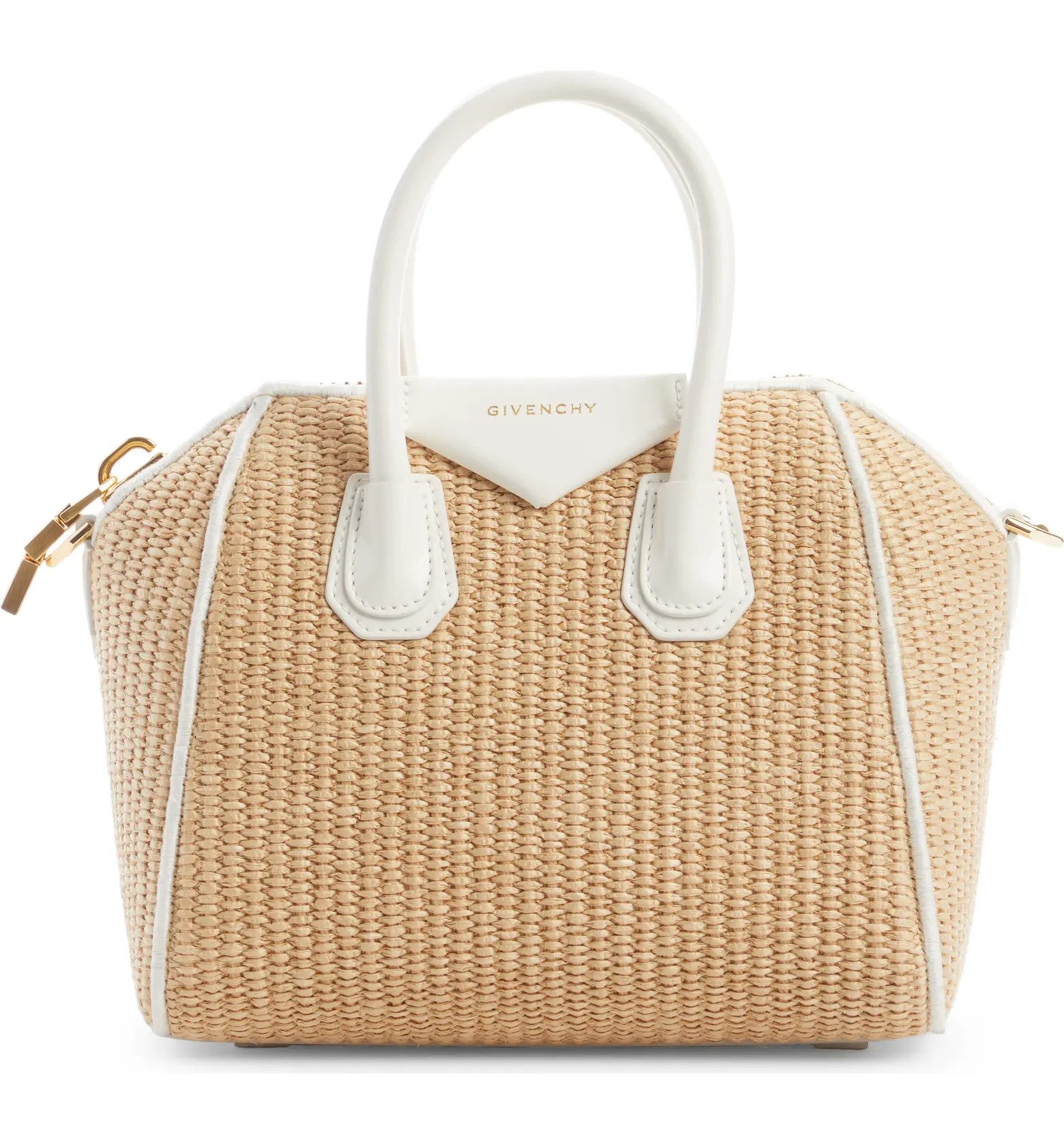 Mini Antigona Raffia & Leather Top Handle Bag | Nordstrom