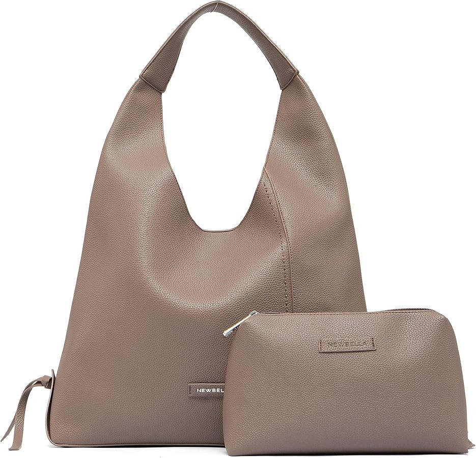 NEWBELLA Women's Vegan Leather Shoulder Bag - Spacious Tote Purse with Wallet, Minimalist Hobo Ba... | Amazon (US)