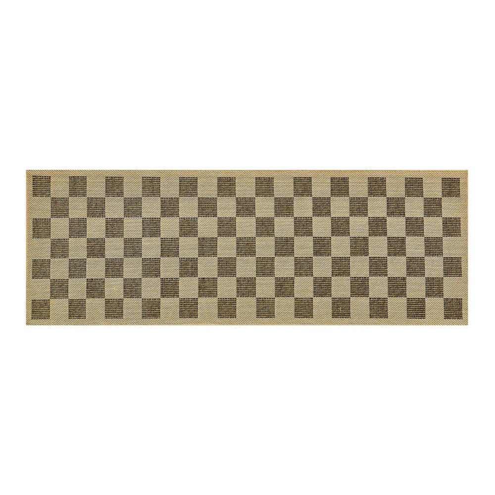 Black Check 2'6" x 8' Indoor/Outdoor Runner Rug | MacKenzie-Childs