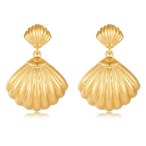 Gold Shell Dangle Earrings for Women Seashell Drop Dangle Earring for Women Beach Earrings Summer... | Amazon (US)