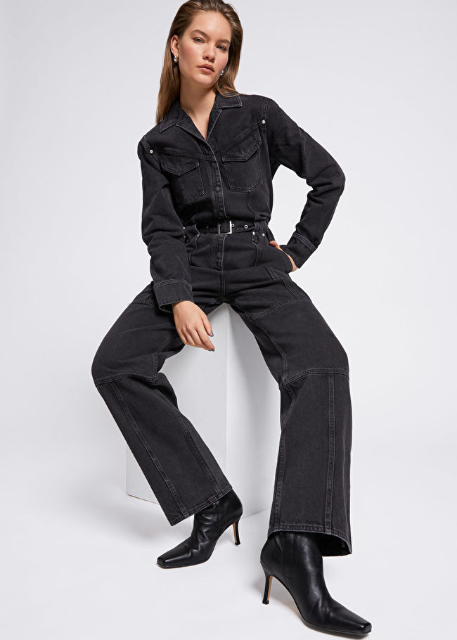 Belted Black-Wash Denim Jumpsuit | & Other Stories (EU + UK)