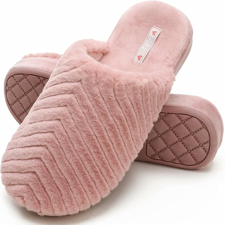 CORIFEI Orthotic Womens Slippers with Arch Support, Faux Fur Memory Foam Insole, Anti-Skid Rubber So | Amazon (US)