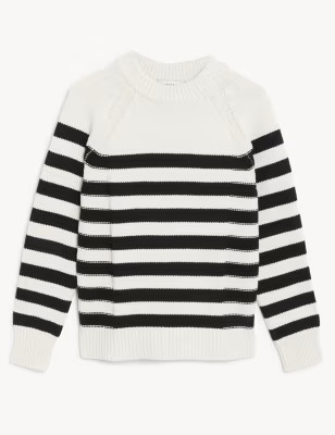 Cotton Rich Striped Crew Neck Jumper | Marks & Spencer (UK)