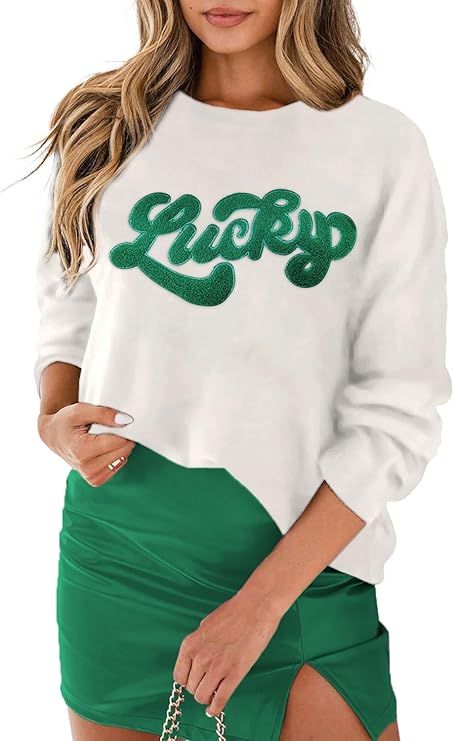 Women 2023 Merry Christmas Round Neck Sequin Letters Sweater Casual Solid Slogan Long Sleeve Pull... | Amazon (US)