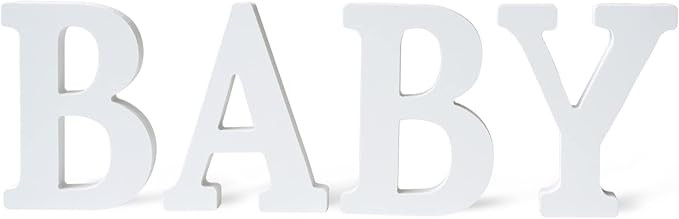 Baby Letters Small Table Sign Baby Shower Centerpiece Party Decorations White | Amazon (US)