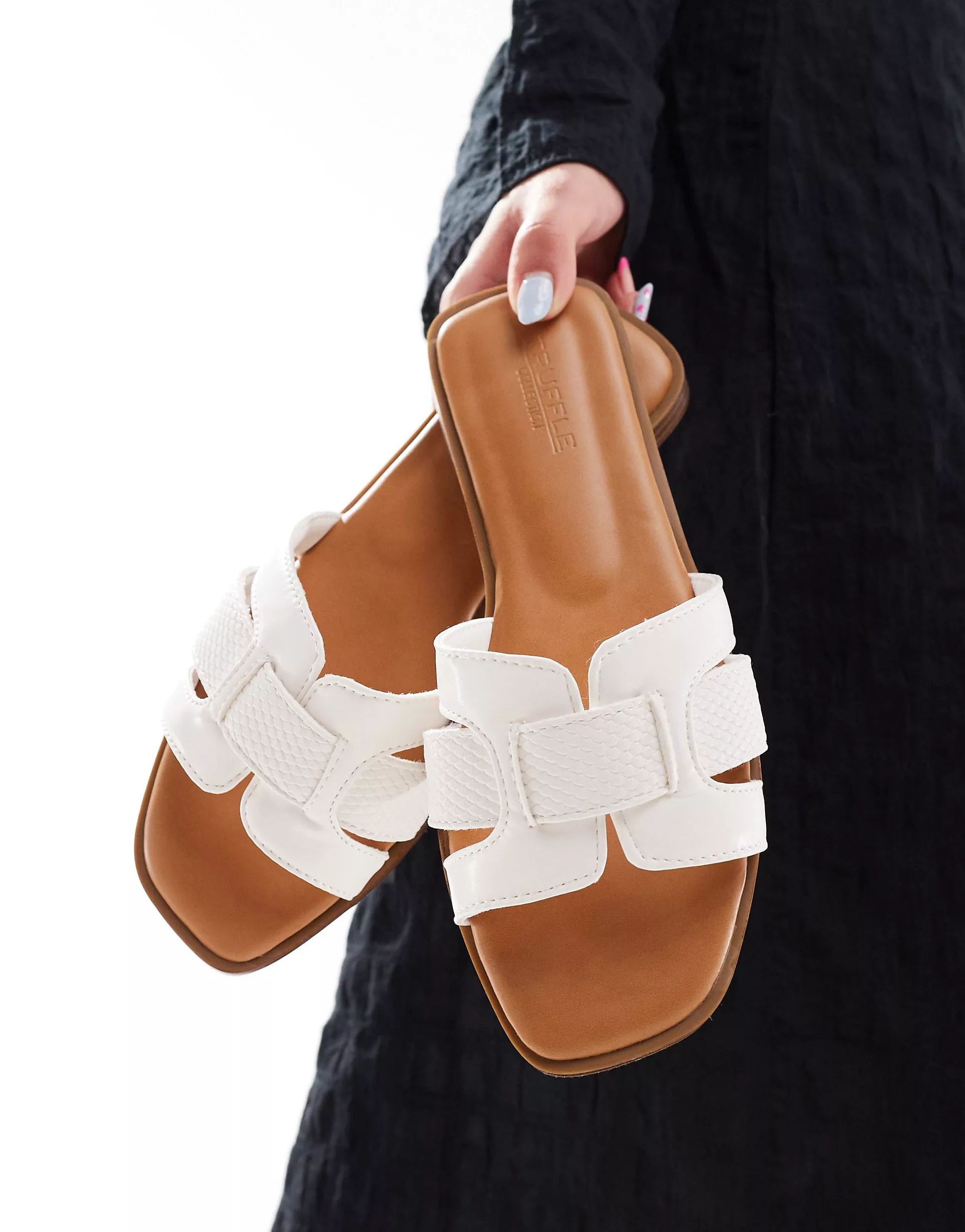 Truffle Collection flat mules in white | ASOS (Global)