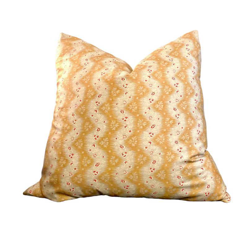 La Folie/safran Pillow Cover, Fleurons D'helene Scroll Yellow Chinz Pillow Cover - Etsy | Etsy (US)