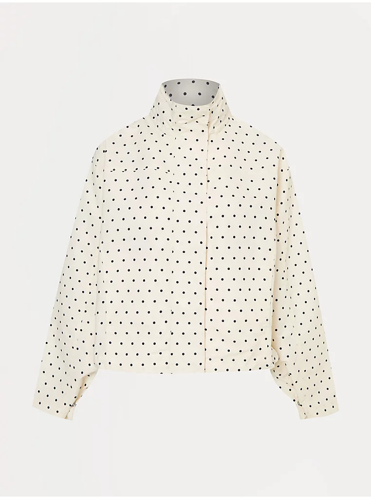 Cream Polka Dot Funnel Neck Jacket | George