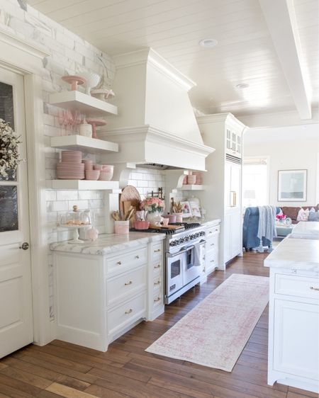 Pink spring kitchen view! Sharing sources to add to your open shelves:

#LTKSeasonal #LTKhome #LTKfamily