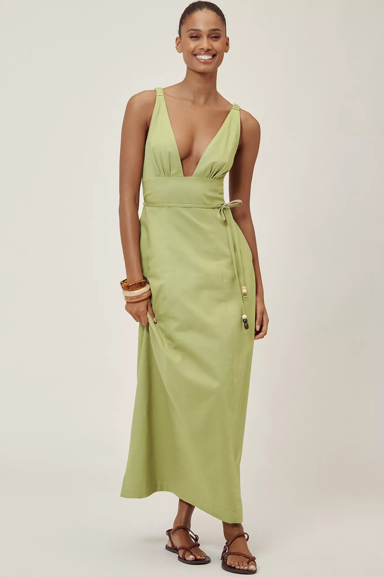 Lisa Says Gah Marissa Linen-Cotton Sleeveless Midi Dress | Anthropologie (US)