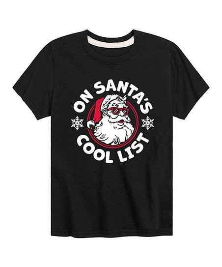 Black 'On Santa's Cool List' Tee - Toddler & Kids | Zulily